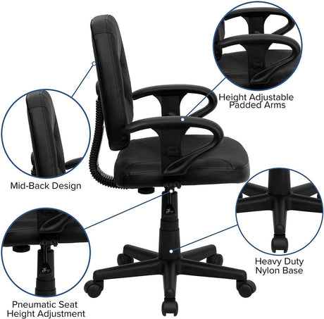 MARCEO Mid-Back Ergonomic 25" Wide Office Chair With Massage