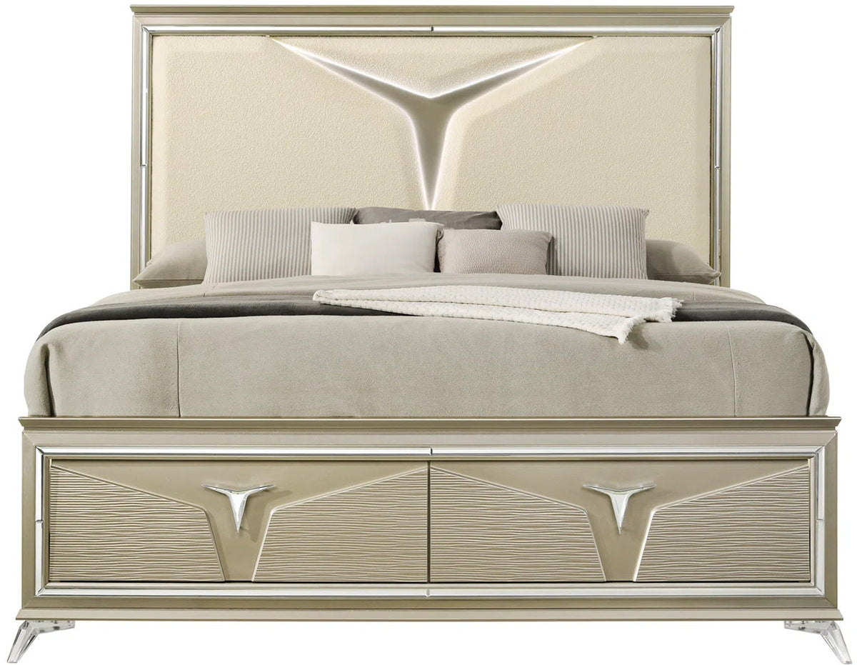 MCQUEEN Champagen Storage Platform Bed