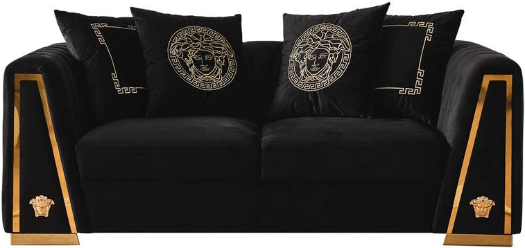 MEDUSA ONE Black Velvet Sofa & Loveseat