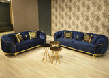 MEDUSA TWO Blue Velvet Sofa & Loveseat