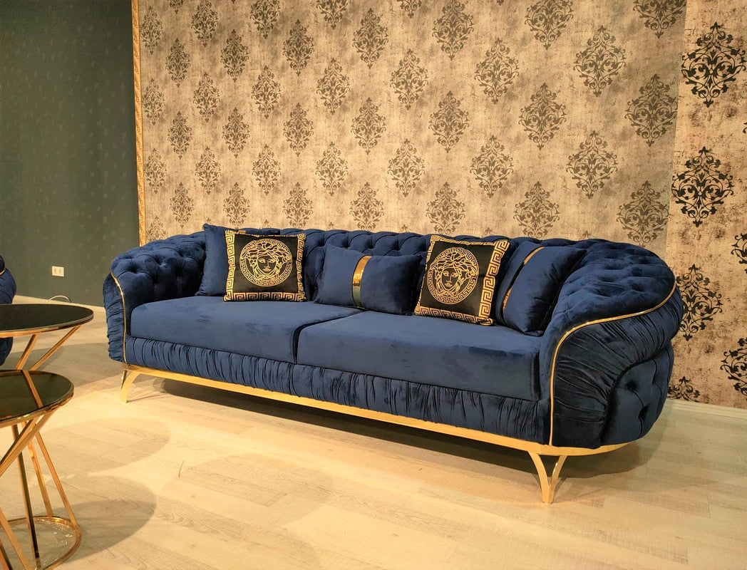 MEDUSA TWO Blue Velvet Sofa & Loveseat