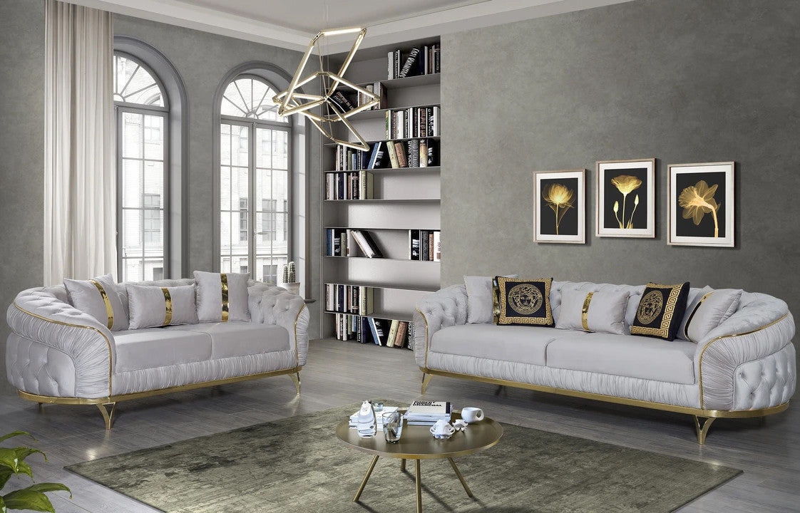 MEDUSA TWO Cream Velvet Sofa & Loveseat