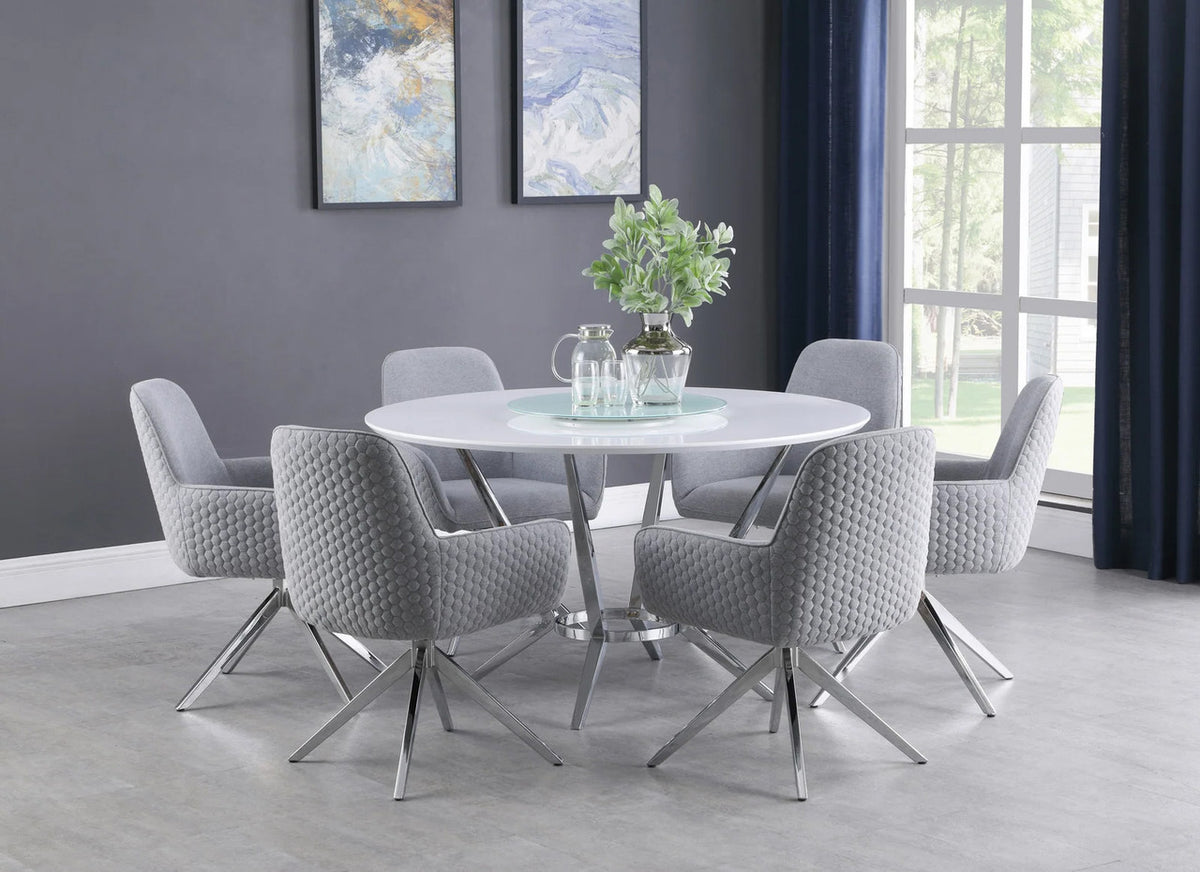 MELENA 7 Piece Dining Set with Lazy Susan