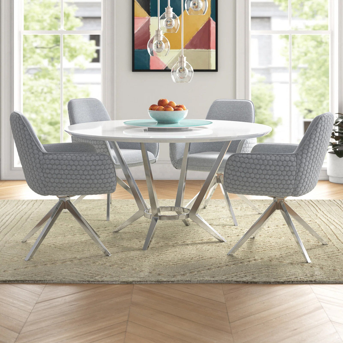 MELENA 54" Dining Table with Lazy Susan