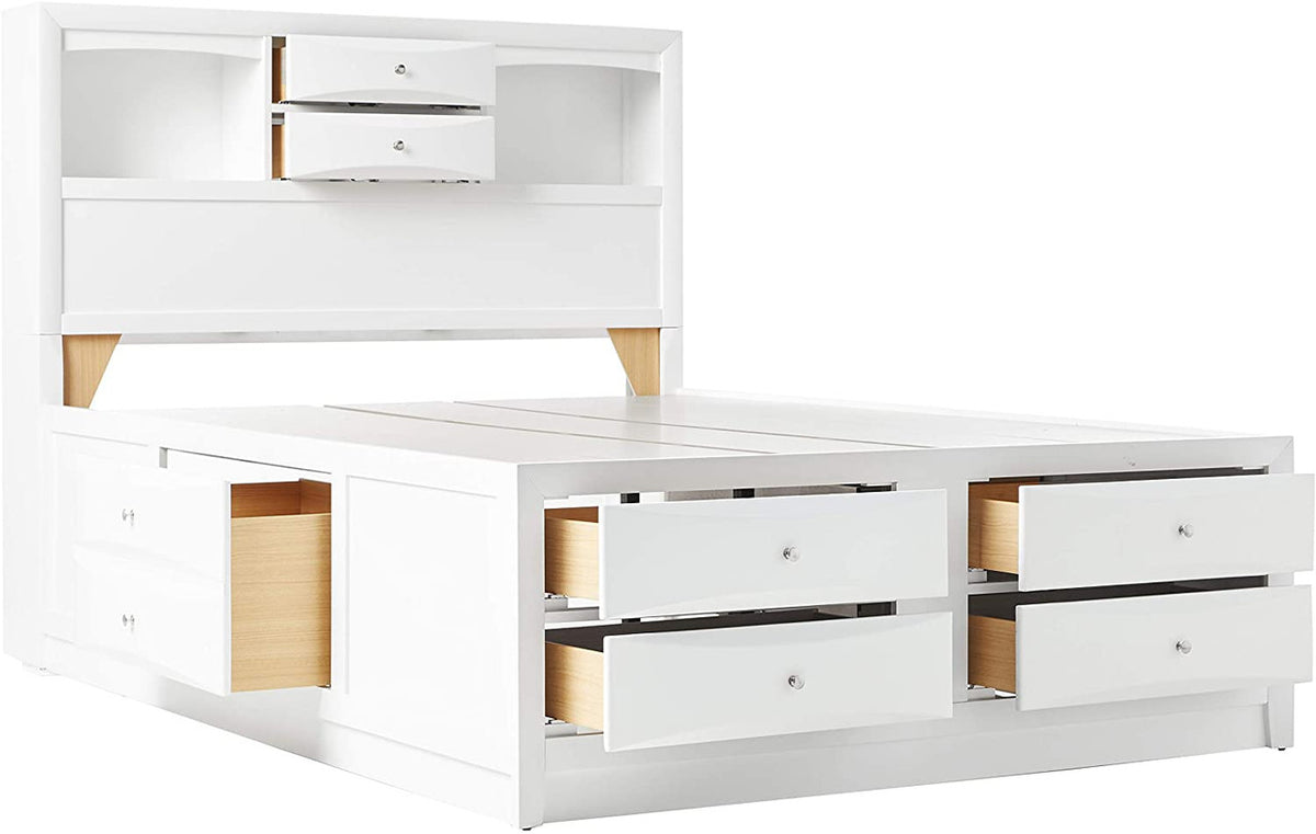 MELROAD White Storage Platform Bed