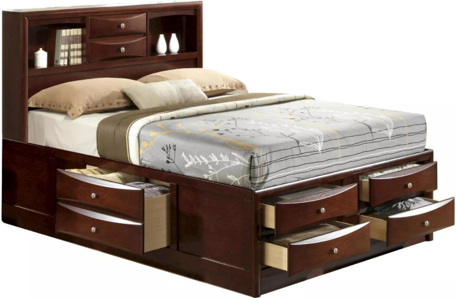 MELROAD Espresso Storage Full Platform Bed