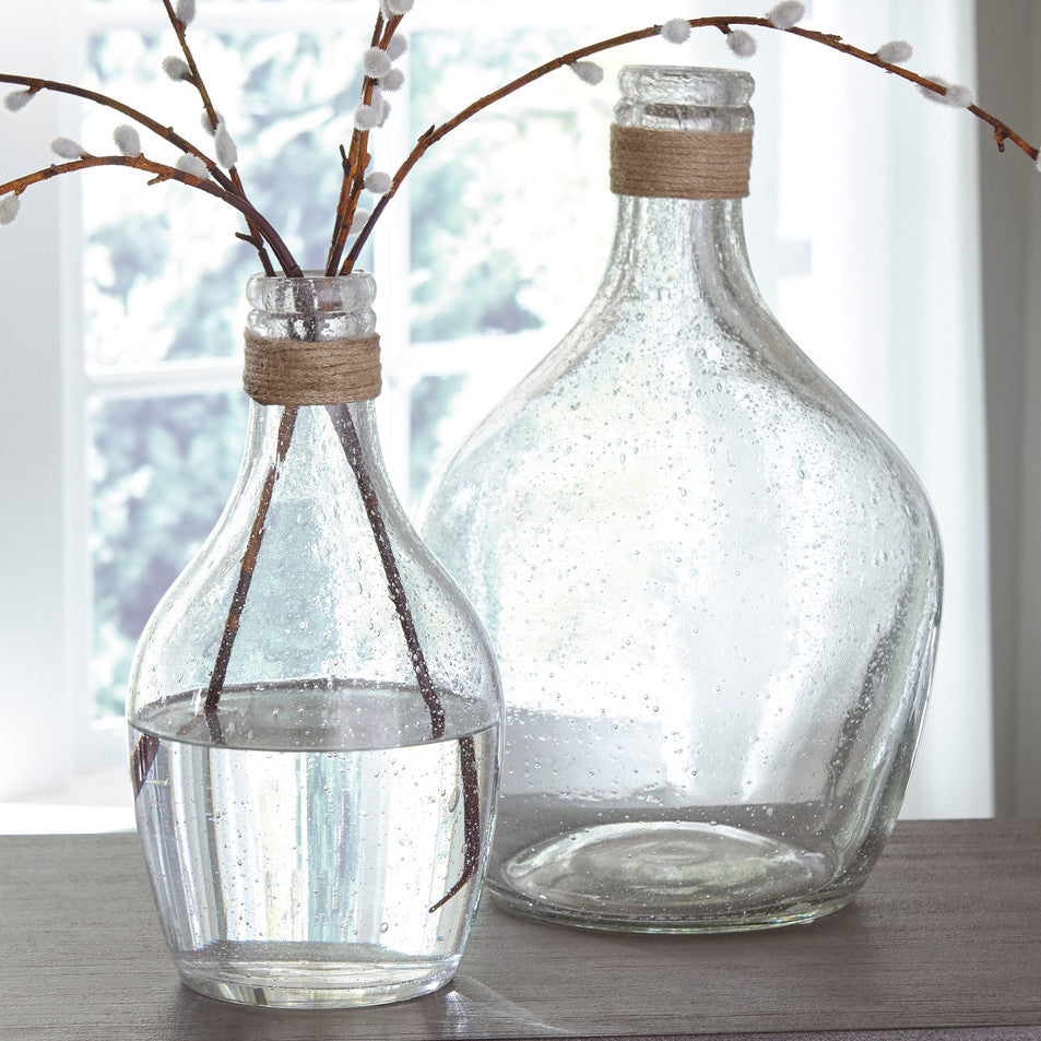 MELVIT Clear Glass 15" Height Vase Pair