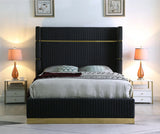 MENEFE Black Velvet & Gold 66" Height Platform Bed