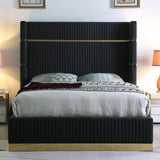MENEFE Black Velvet & Gold 66" Height Platform Bed