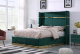 MENEFE Green Velvet & Gold 66" Height Platform Bed
