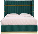 MENEFE Green Velvet & Gold 66" Height Platform Bed