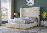 MENEFE Cream Velvet & Gold 66" Height Platform Bed