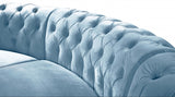 MERKA Light Blue Velvet 140" Wide Curved Sectional