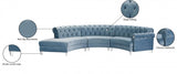 MERKA Light Blue Velvet 140" Wide Curved Sectional