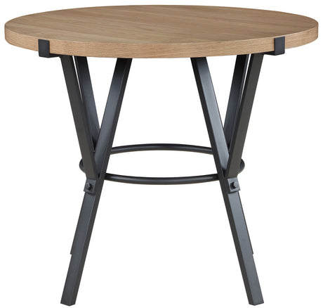 MERZI Black & Brown 5 Piece Counter Height Set with CAZIO Brown Chairs