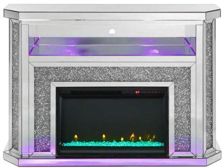 METEORA Mirrored 51" Wide Fireplace with LED Lights