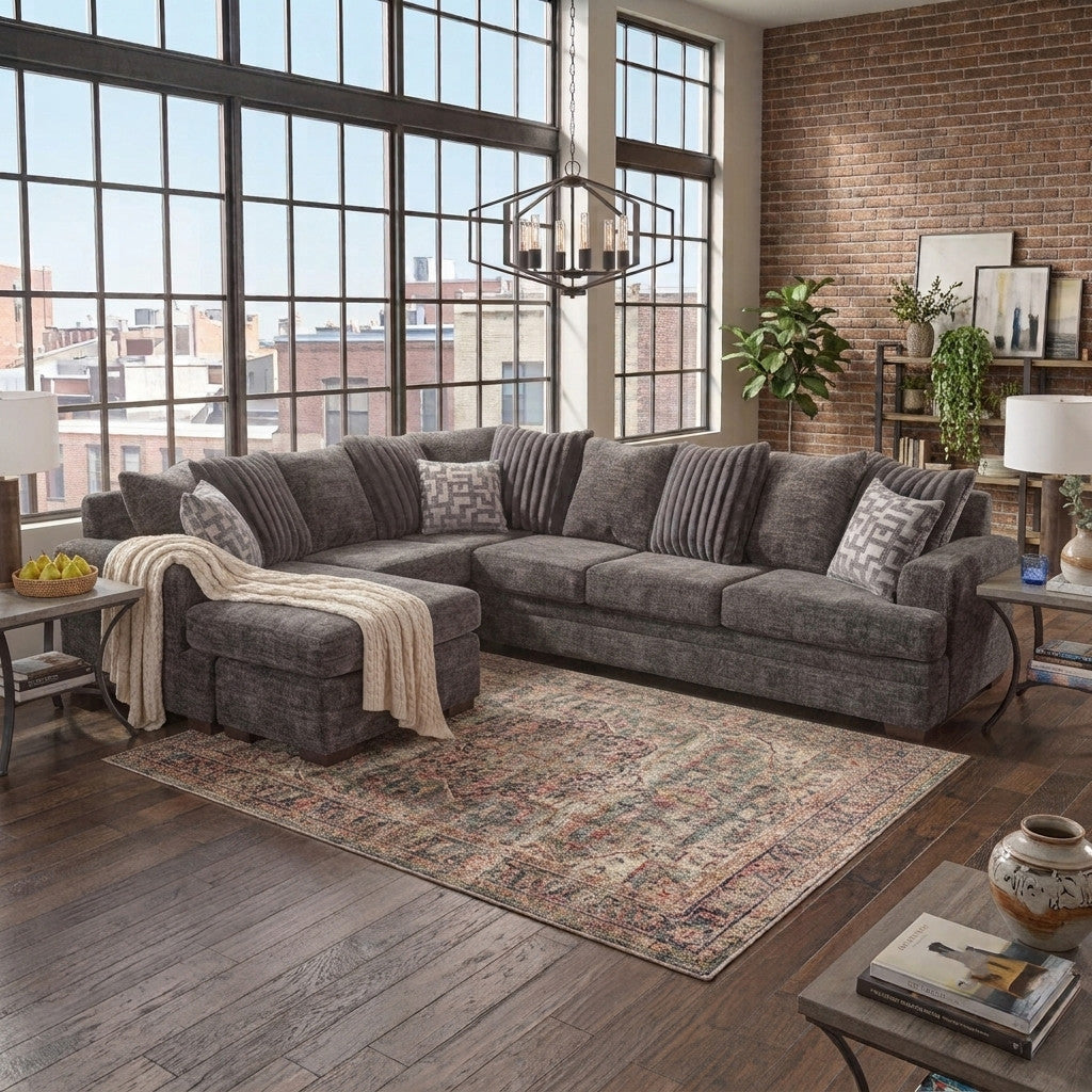 MIDCITY Galactic Dark Gray 124" x 97" Reversible Sectional
