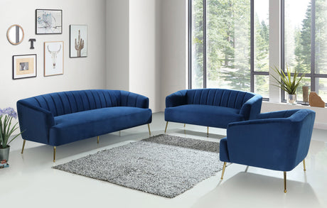 TULUM Blue Velvet 62" Wide Loveseat
