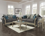MIRAY Gray & Turquoise Sofa & Loveseat