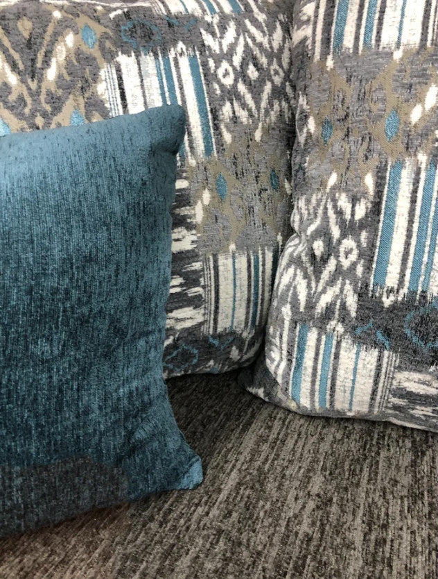 MIRAY Gray & Turquoise Sofa & Loveseat