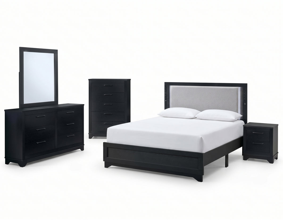 MISTIQ Black Bedroom Set with LED Lights