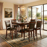 MITCHELL Dark Brown 7 Piece Counter Height Set with Lazy-Susan