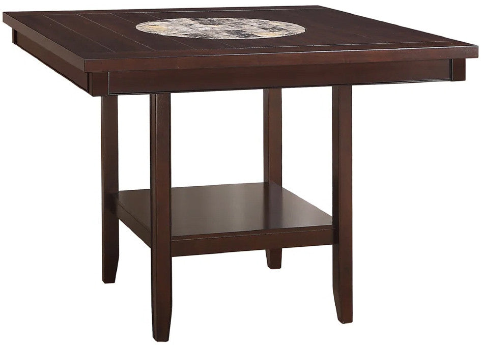 MITCHELL Dark Brown 7 Piece Counter Height Set with Lazy-Susan