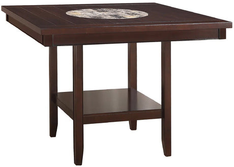 MITCHELL Dark Brown 7 Piece Counter Height Set with Lazy-Susan