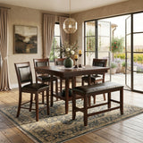 MITCHELL Dark Brown 48" x 48" Counter Height Table with Lazy-Susan