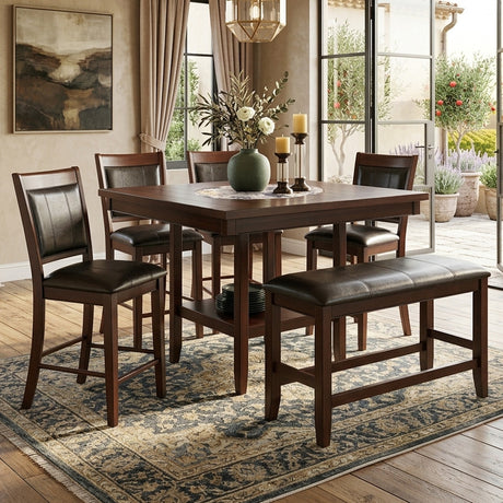 MITCHELL Dark Brown 48" x 48" Counter Height Table with Lazy-Susan