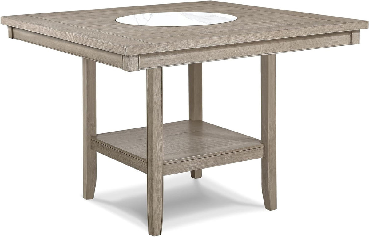 MITCHELL Greige 6 Piece Counter Height Set with Lazy-Susan