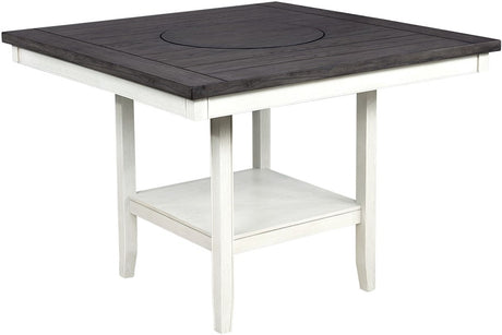 MITCHELL White & Gray 6 Piece Counter Height Set with Lazy-Susan