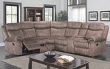 MORGEN Micro-Suede 108" Wide Gliding Reclining Sectional with Pull-Out Drawer