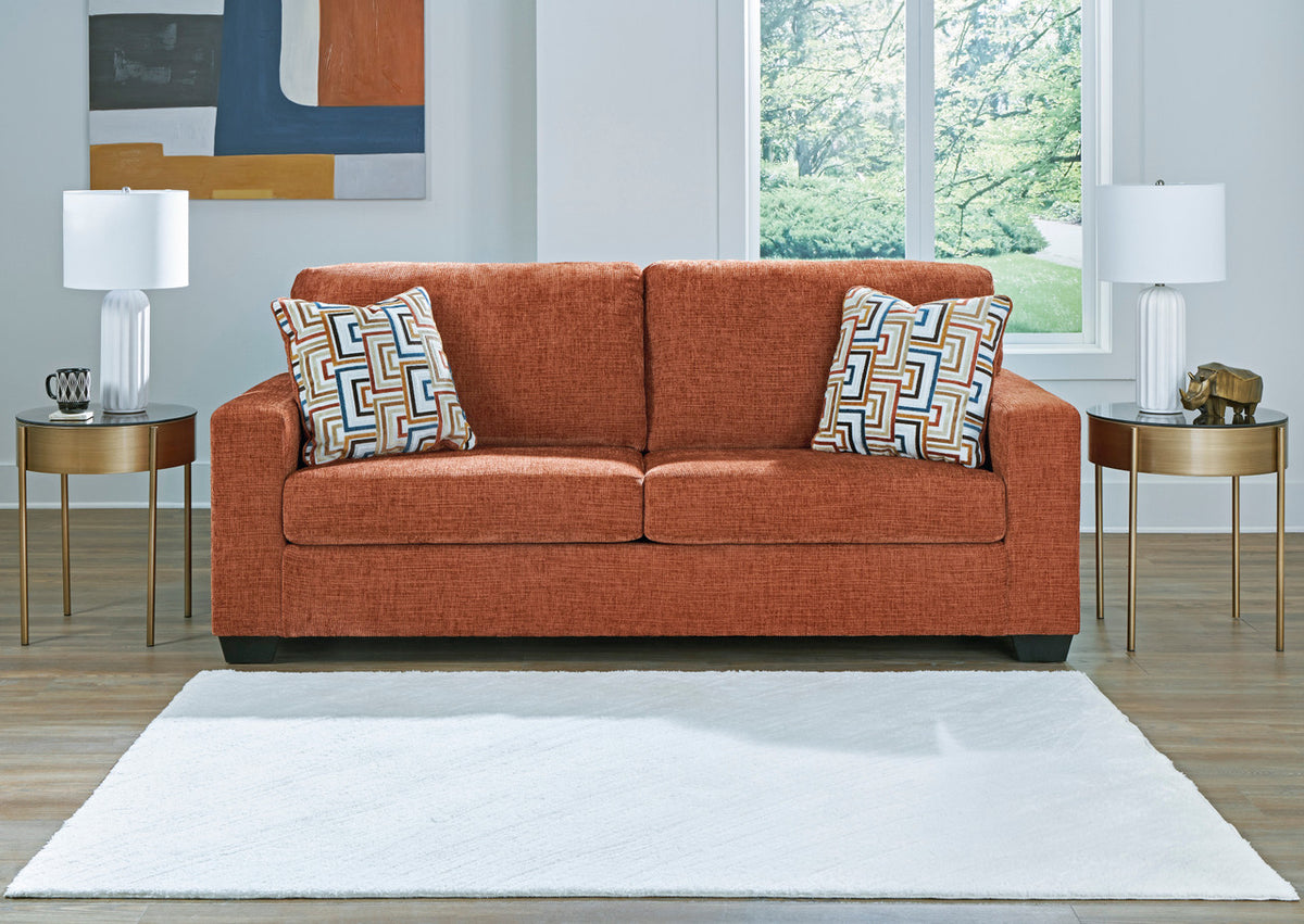 MORIZA Spice Orange 85" Wide Queen Sofa Sleeper