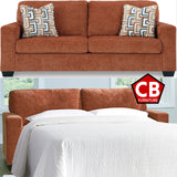 MORIZA Spice Orange 85" Wide Queen Sofa Sleeper