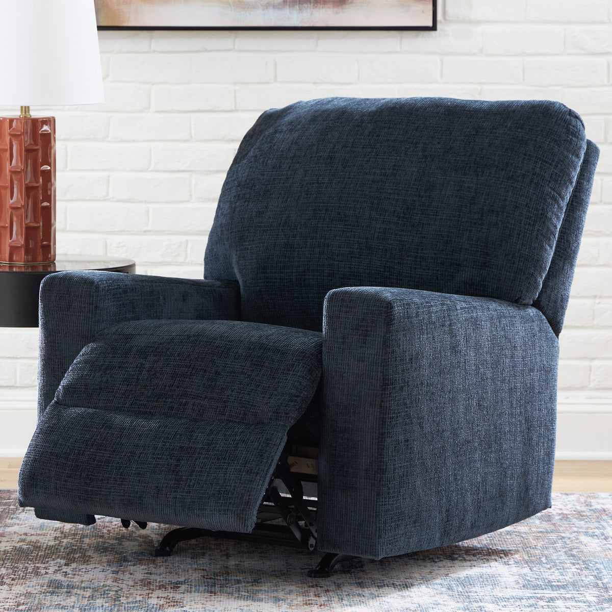 MORIZA Ink Blue 34" Wide Rocker Recliner