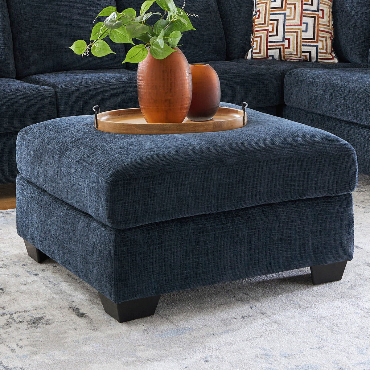 MORIZA Ink Blue 38" x 38" Oversized Ottoman