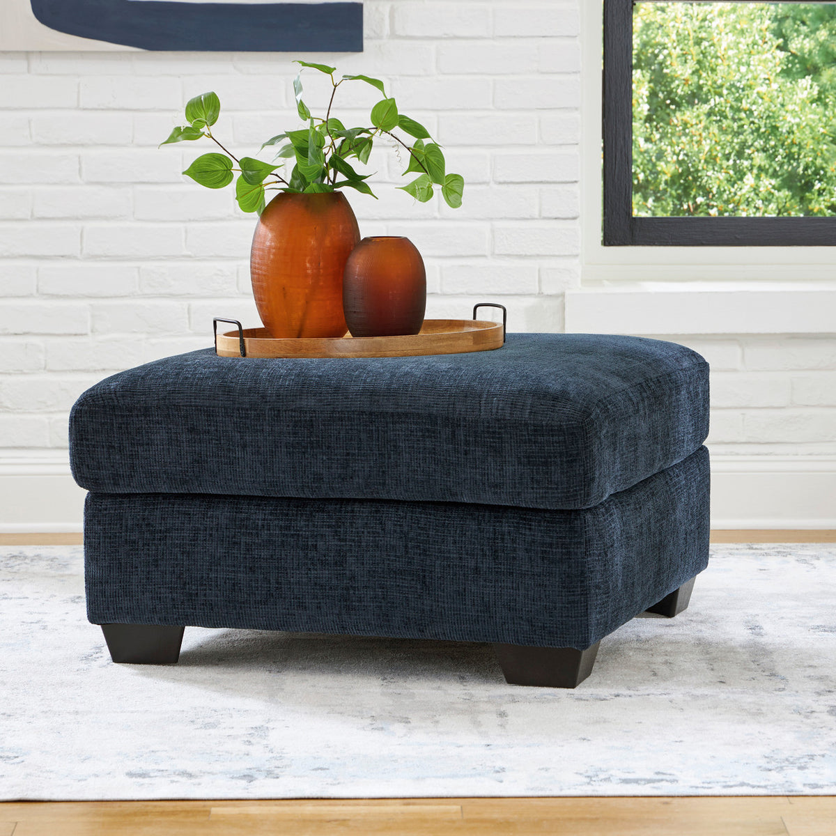 MORIZA Ink Blue 38" x 38" Oversized Ottoman