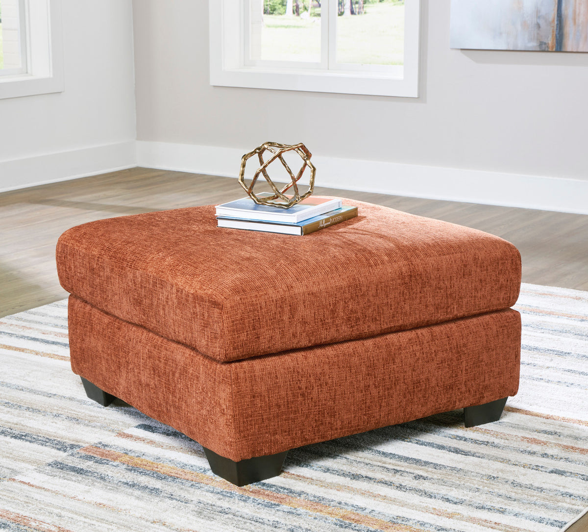 MORIZA Spice Orange 38" x 38" Oversized Ottoman