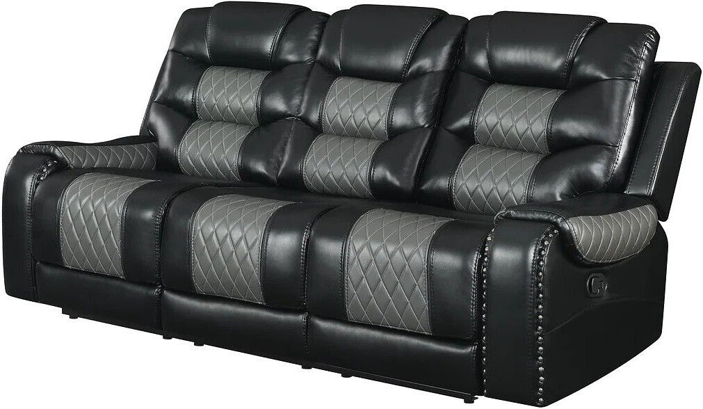 MORRISTON Black & Gray Reclining Sofa, Loveseat & Chair