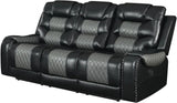 MORRISTON Black & Gray Reclining Sofa, Loveseat & Chair