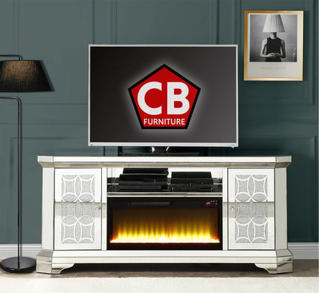 MURAL Mirrored 67" Wide TV Stand with LED Lights