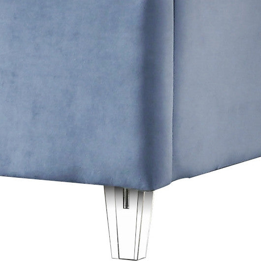MURITZ Light Blue & Gold Velvet Bed