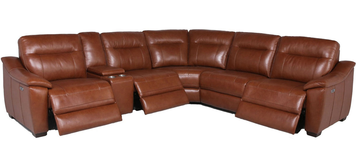 YASIEL Top Grain Leather Power Reclining Sectional with USB
