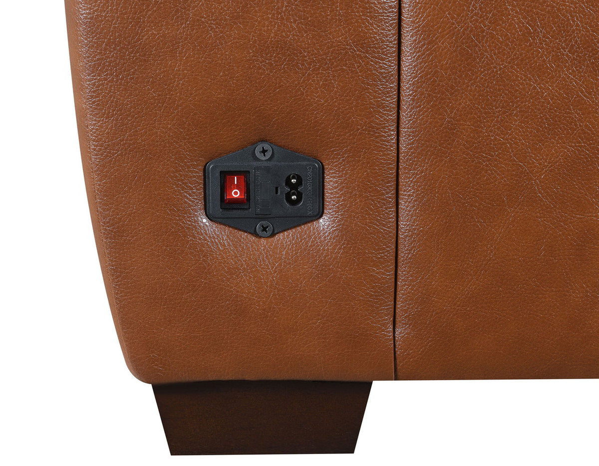 YASIEL Top Grain Leather Power Reclining Sectional with USB