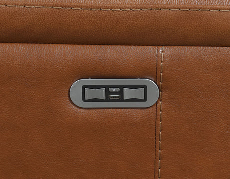 YASIEL Top Grain Leather Power Reclining Sectional with USB