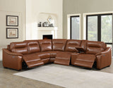 YASIEL Top Grain Leather Power Reclining Sectional with USB