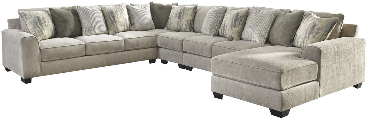 MARISSA Beige Gray 161" Wide Sectional with Ottoman