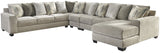 MARISSA Beige Gray 161" Wide Sectional with Ottoman