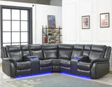 MAXTON Gray 109" Wide Power Reclining Sectional with LED's